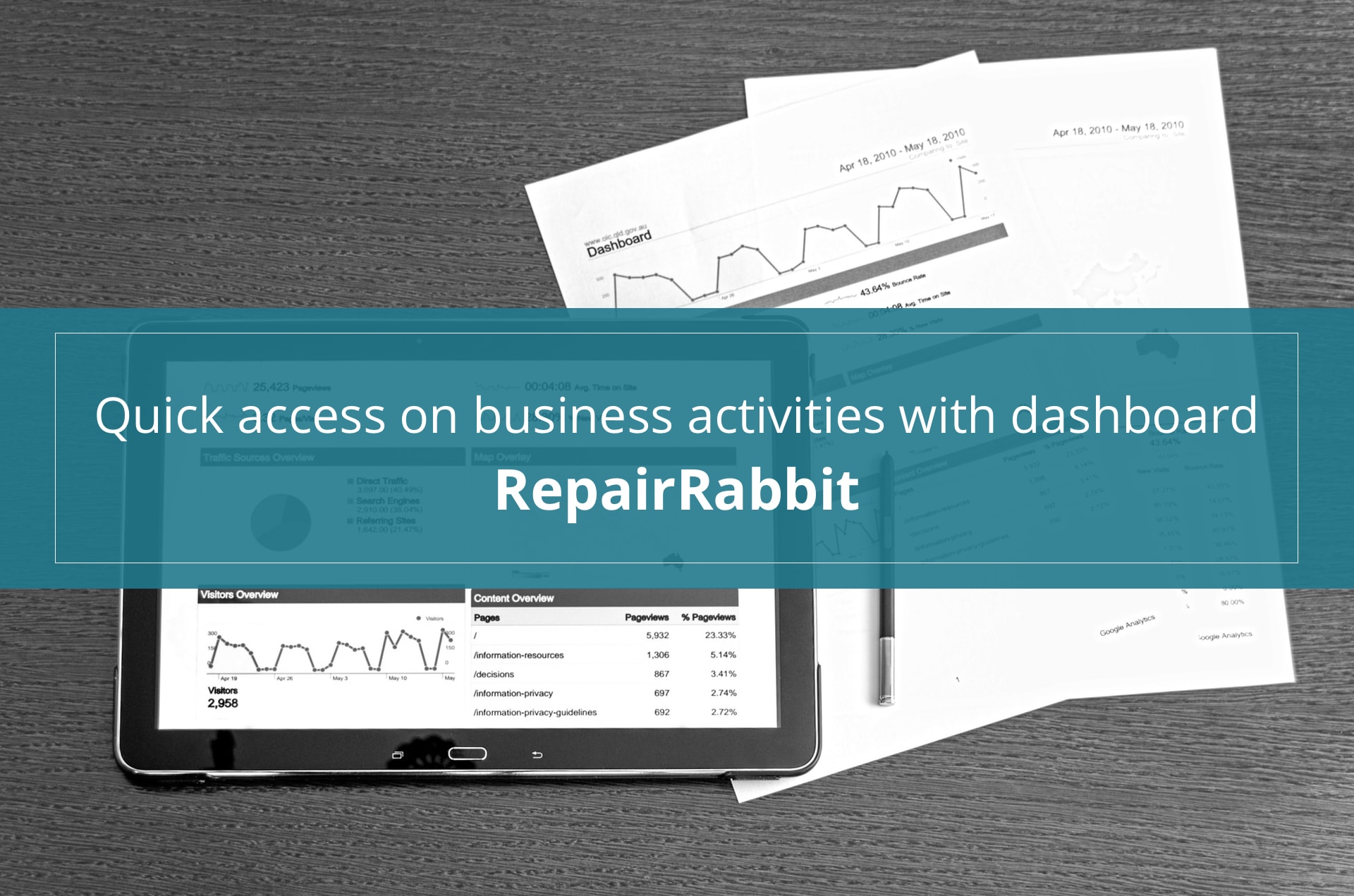 Quick access on business activities with RepairRabbit dashboard
